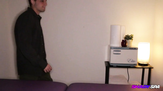 Impressive platinum-blonde masseur with fat jugs, Nikki is providing all kinds of touches to her customers