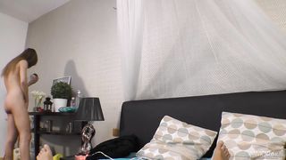 POINT OF VIEW oral and man sausage-railing with a dark haired honey