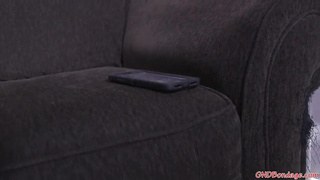 Ball-Gagged black-haired, Chichi M got corded up and left on the floor, because it thrills her