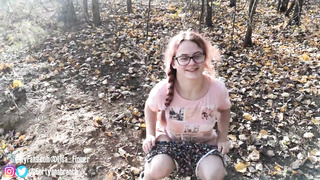 Youthful stellar college girl piss in the street in public and demonstrated wooly poon and knockers