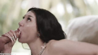 Whorish dark-haired got pummeled in the living apartment and hoped to get a internal cumshot, too