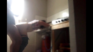 Kitchen lovemaking with super hot sista addicted to jizm