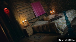 Mischievous nymph is alone in the cottage and just can't hold back from jacking, until she pops