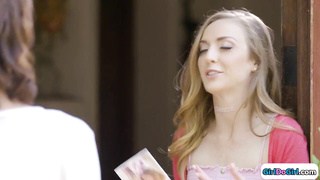 Red-Hot lezzies determined to visit their fresh neighbor and flash her some fuckbox munching mechanisms