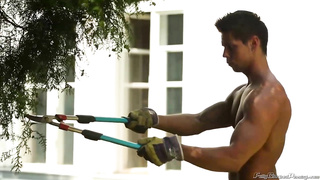 Wondrous gardener is about to penetrate his employer's smoking super hot wifey and her finest acquaintance