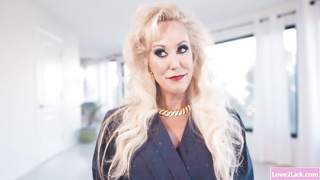 Big-Chested businesswoman is tonguing cooch at work while making enjoy with her girl-girl private secretary