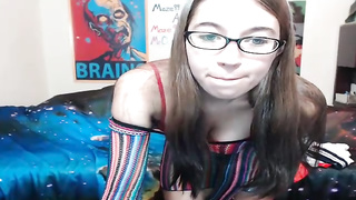 Huge-Boobed nubile with glasses, Alex Coal is posing nude in front of the web camera