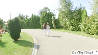 Adorable ladies got fully bare and luved having a 3some with a boy they both like