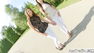 Adorable ladies got fully bare and luved having a 3some with a boy they both like