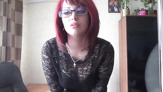 Russian sandy-haired in a ebony, lacy sundress is about to have fun with her puss, until she shoots a load