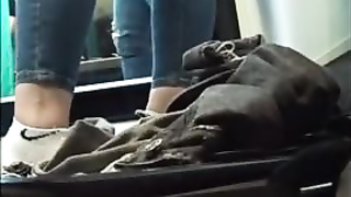 Naive dark haired didn't watch a covert camera in the dressing bedroom, before she commenced getting bare