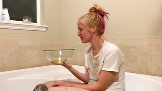 Beautiful blond got pee all over her face and then swallowed some before getting porked