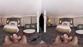 Crimson haired beef whistle deep-throater, Lilian Stone got penetrated from the back in VR, until she came