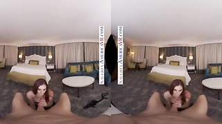 Crimson haired beef whistle deep-throater, Lilian Stone got penetrated from the back in VR, until she came