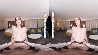 Crimson haired beef whistle deep-throater, Lilian Stone got penetrated from the back in VR, until she came