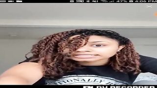 Ultra-Cute, Black woman is thinking about wanking in front of the web camera, until she pops