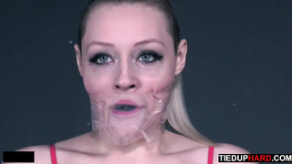 Bondage sub gagged and toyed by her master