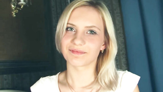 Super-Cute blond stunner who would like to become a pornographic star is getting drilled on web cam