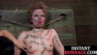 Bound BDSM subs humiliated and electro teased