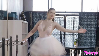 Lovely ballerinas are tonguing each other up in the dance studio, and squealing because it senses fine