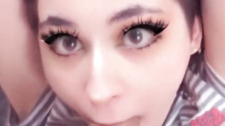 Luxurious nubile bj's beef whistle while dinking around with folks on snap POINT OF VIEW