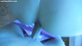 Pretty ash-blonde is gargling trouser snake and wanking every time she heads to a solarium