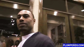 Lush, unexperienced female is dressed in shes with high high-heeled slippers while having intercourse with a dark-hued stud