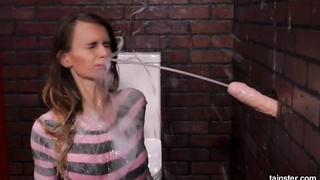 Mischievous gals are taking turns deep-throating a meaty, faux lollipop thru a gloryhole and hoping a cum-shot