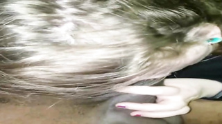 Round honey is deep throating a XXL, ebony wood in the middle of the night, just for joy