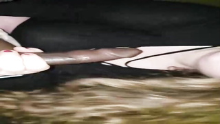 Round honey is deep throating a XXL, ebony wood in the middle of the night, just for joy