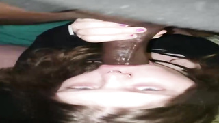 Round honey is deep throating a XXL, ebony wood in the middle of the night, just for joy