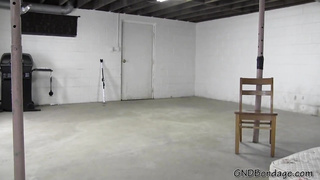 Nasty assistant in footwear with high high-heeled shoes loves to get strapped up, in the dungeon space