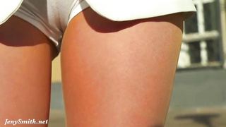 Jeny Smith has a thing for going out in supah brief trousers or even sans underpants