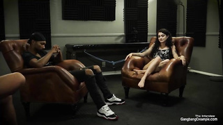 Lean dark-haired is throating spear while getting torn up in a rear end- fashion pose, on webcam