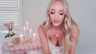 Jiggly towheaded is providing a oral job to a mate, while he is attempting to hold the camera