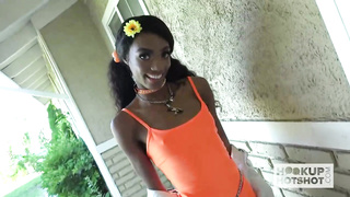 Dark-Hued damsel is impatiently deepthroating a rock rigid man meat and getting butt-fucked the way she luvs