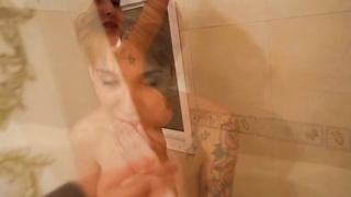 Crazy damsel with phat udders and tats luvs to deepthroat pink cigar and get a golden douche