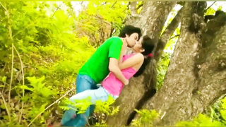 Succulent smooching Indian school woman outdoor romance