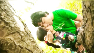 Succulent smooching Indian school woman outdoor romance