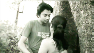 Succulent smooching Indian school woman outdoor romance