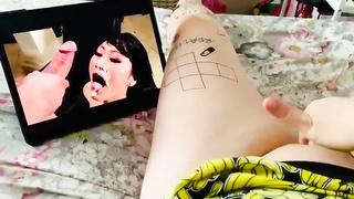 Uber-Cute woman is tugging while eyeing a facial cumshot compilation of Peter North, because it arouses her