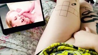 Uber-Cute woman is tugging while eyeing a facial cumshot compilation of Peter North, because it arouses her