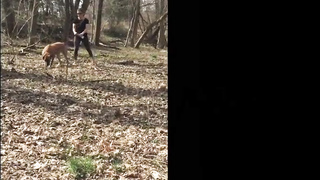 Bootylicious black-haired is showcasing her bootie in the nature, because it arouses her a bunch