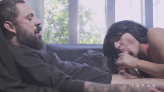 Sizzling, tatted dark-haired in softcore, crimson underwear is having hump with a fellow she has just faced