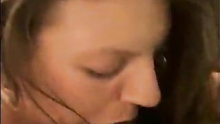 Buxom Wifey Gargles Pipe Close-Up POINT OF VIEW