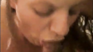 Buxom Wifey Gargles Pipe Close-Up POINT OF VIEW