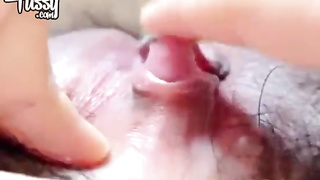 Japanese female groping her giant bean to ejaculation