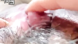 Japanese female groping her giant bean to ejaculation