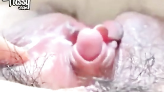 Japanese female groping her giant bean to ejaculation