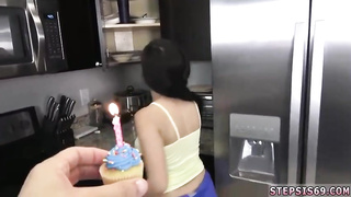 Cute brown-haired is impatiently inhaling a meaty manstick, while getting down on all fours in front of her roomie